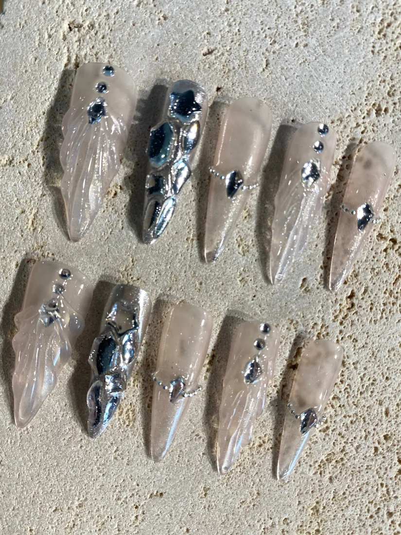 Diamond Mermaid Press On Nails detail 6
