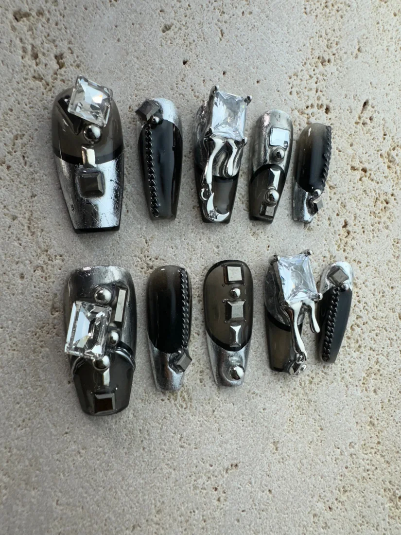 Metallic Spy Press On Nails detail 2