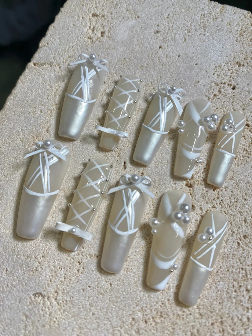 White Ballerina Press On Nails