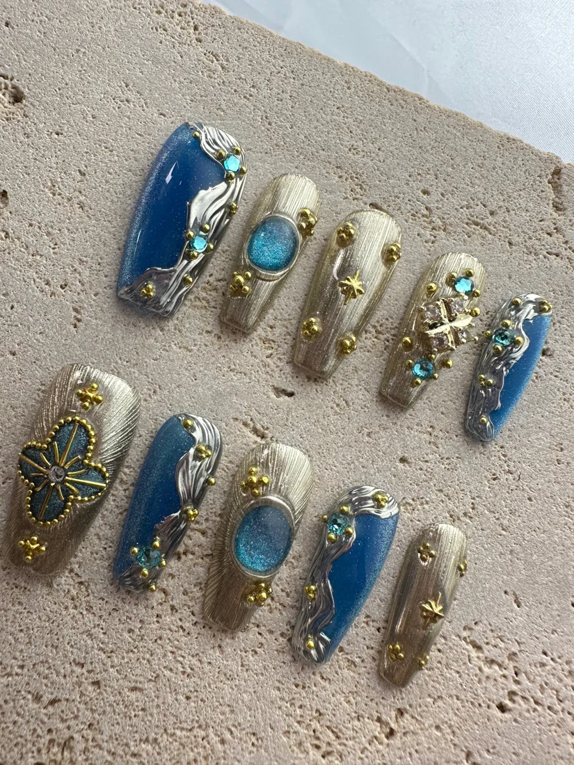 Blue Fantasy Press On Nails detail 9