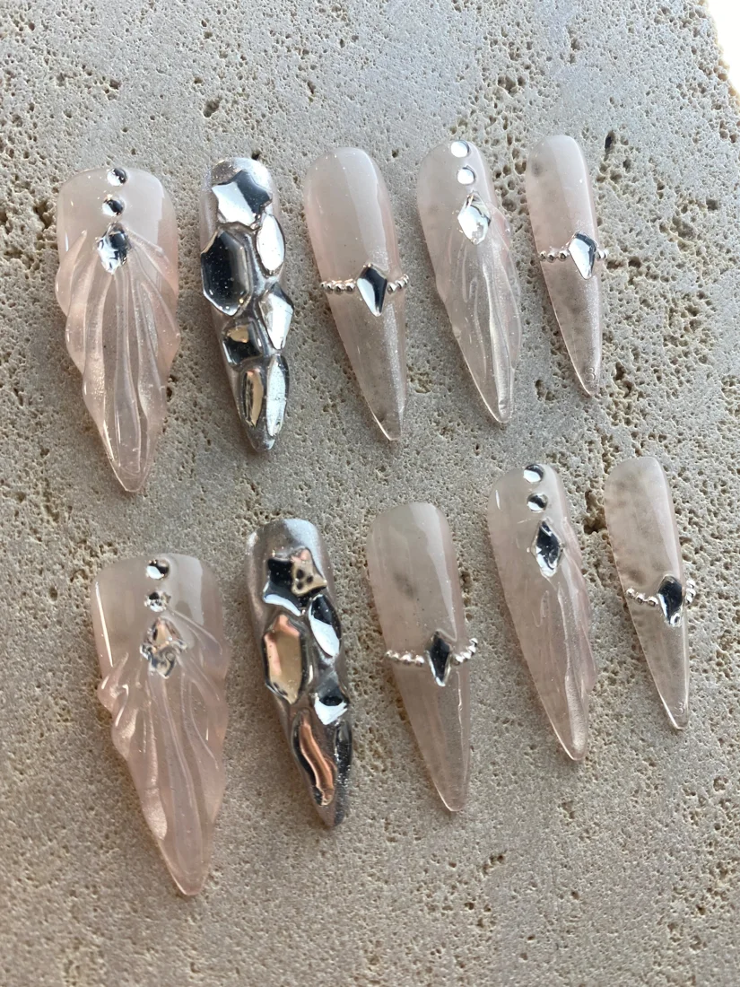 Diamond Mermaid Press On Nails detail 8