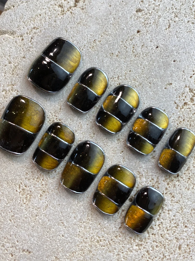 Green Gemstone Press On Nails - Mixed Shapes detail 7