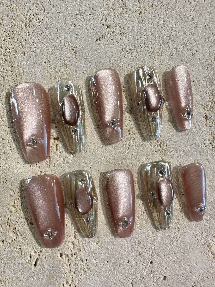 Pink Shine Press On Nails detail 3