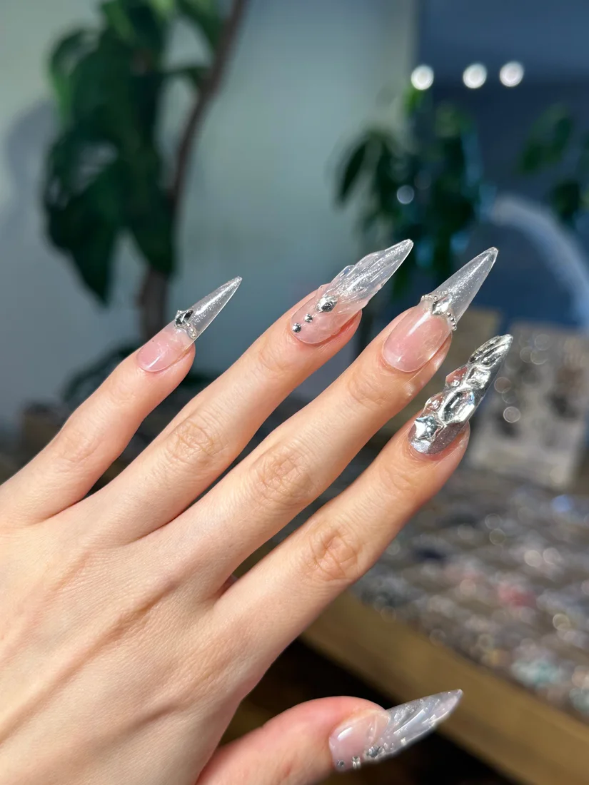 Diamond Mermaid Press On Nails detail 5