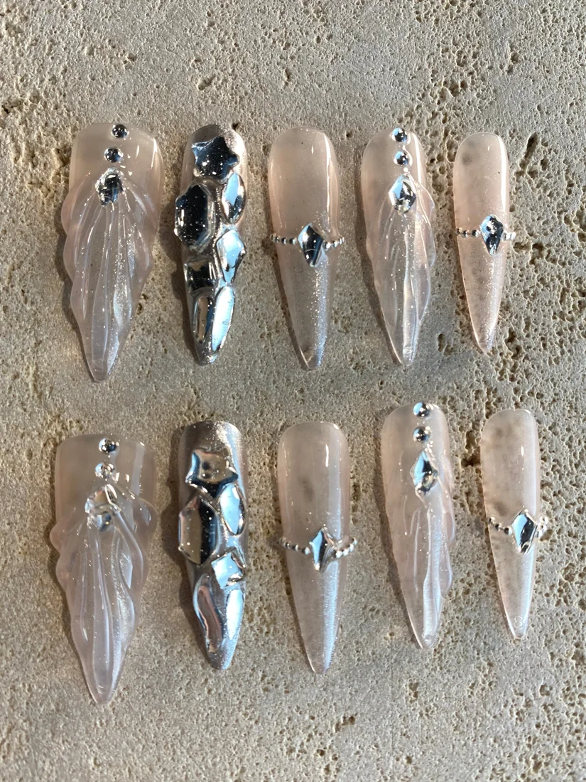 Diamond Mermaid Press On Nails detail 3