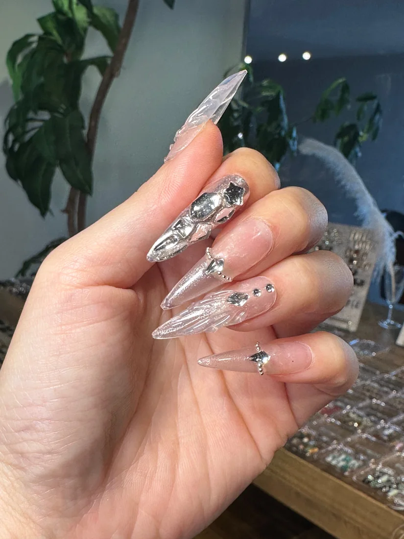 Diamond Mermaid Press On Nails detail 2