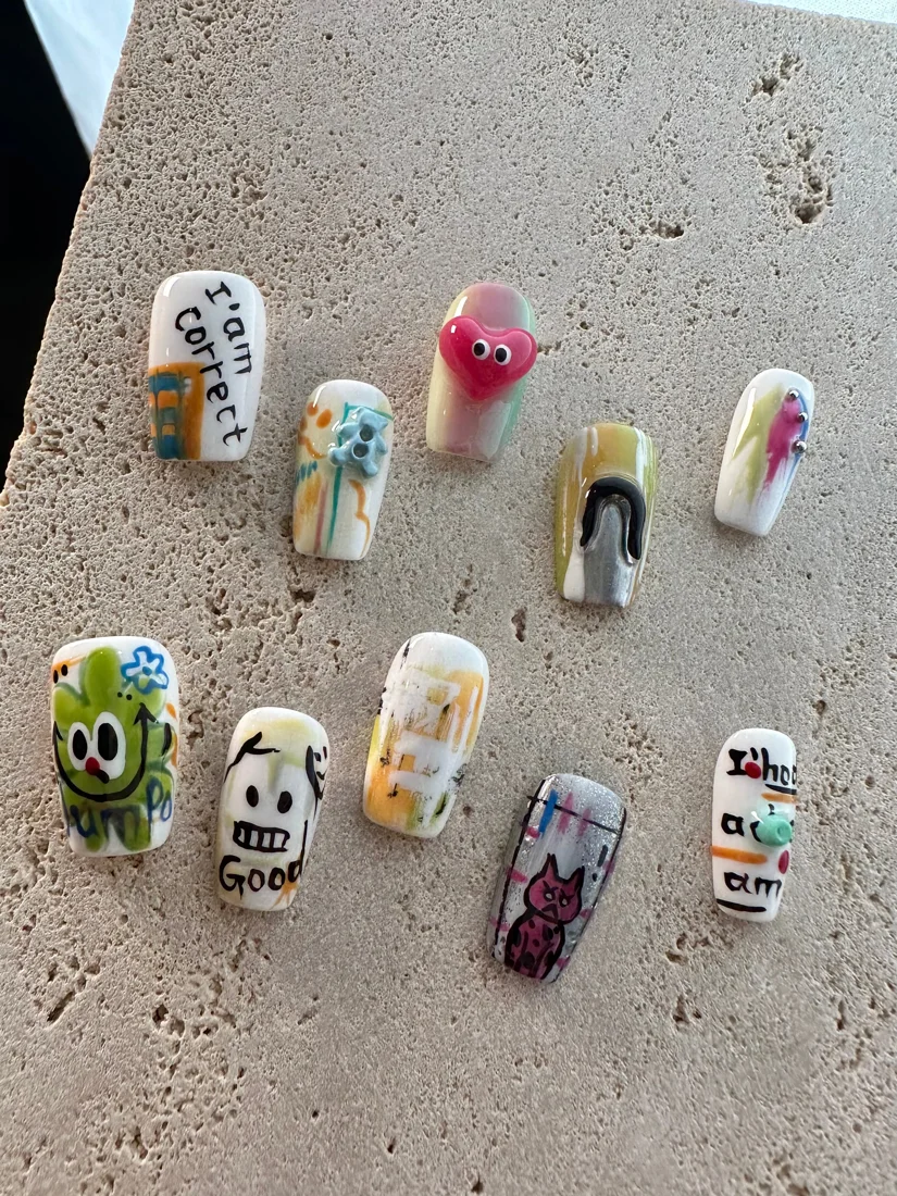 Child Heart Graffiti Press On Nails