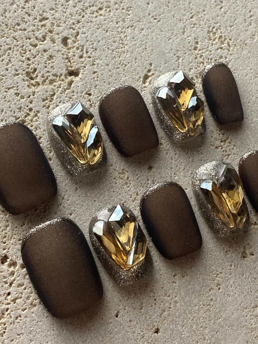 Luxury Mocha Press On Nails detail 8