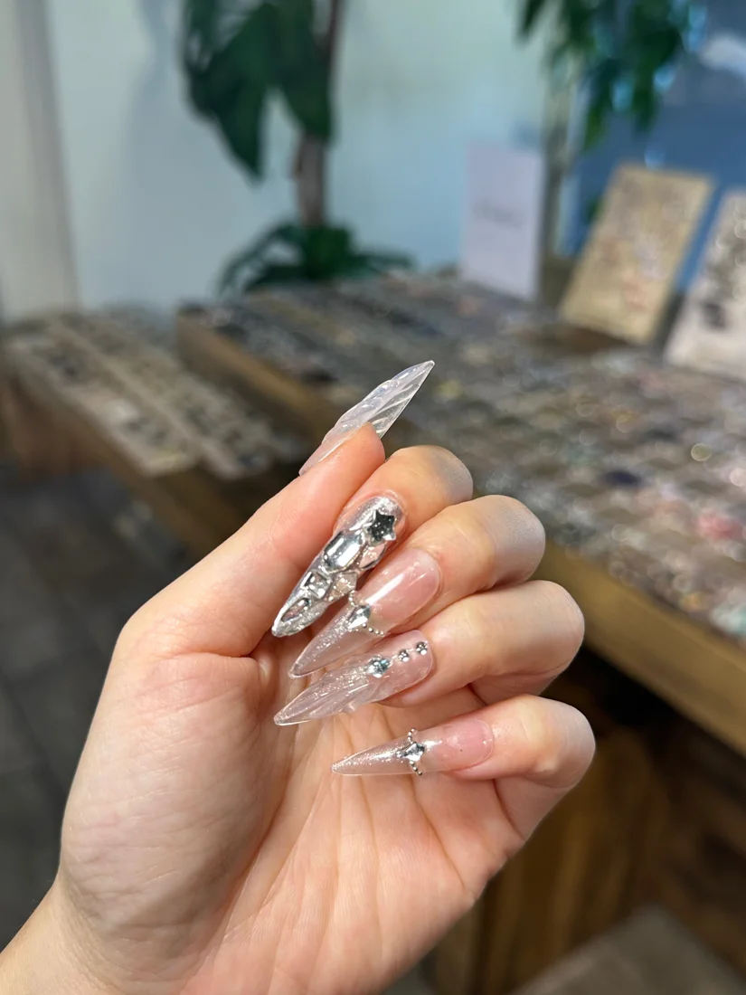 Diamond Mermaid Press On Nails detail 7