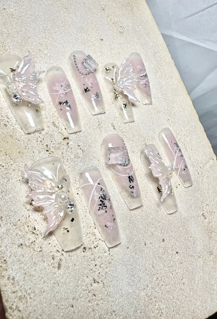 Crystal Butterfly Press On Nails detail 3
