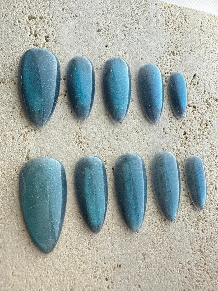 Crystal Magic Press On Nails- Ocean detail 3