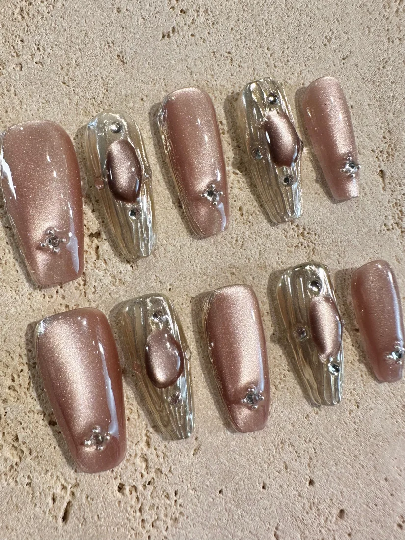 Pink Shine Press On Nails detail 6