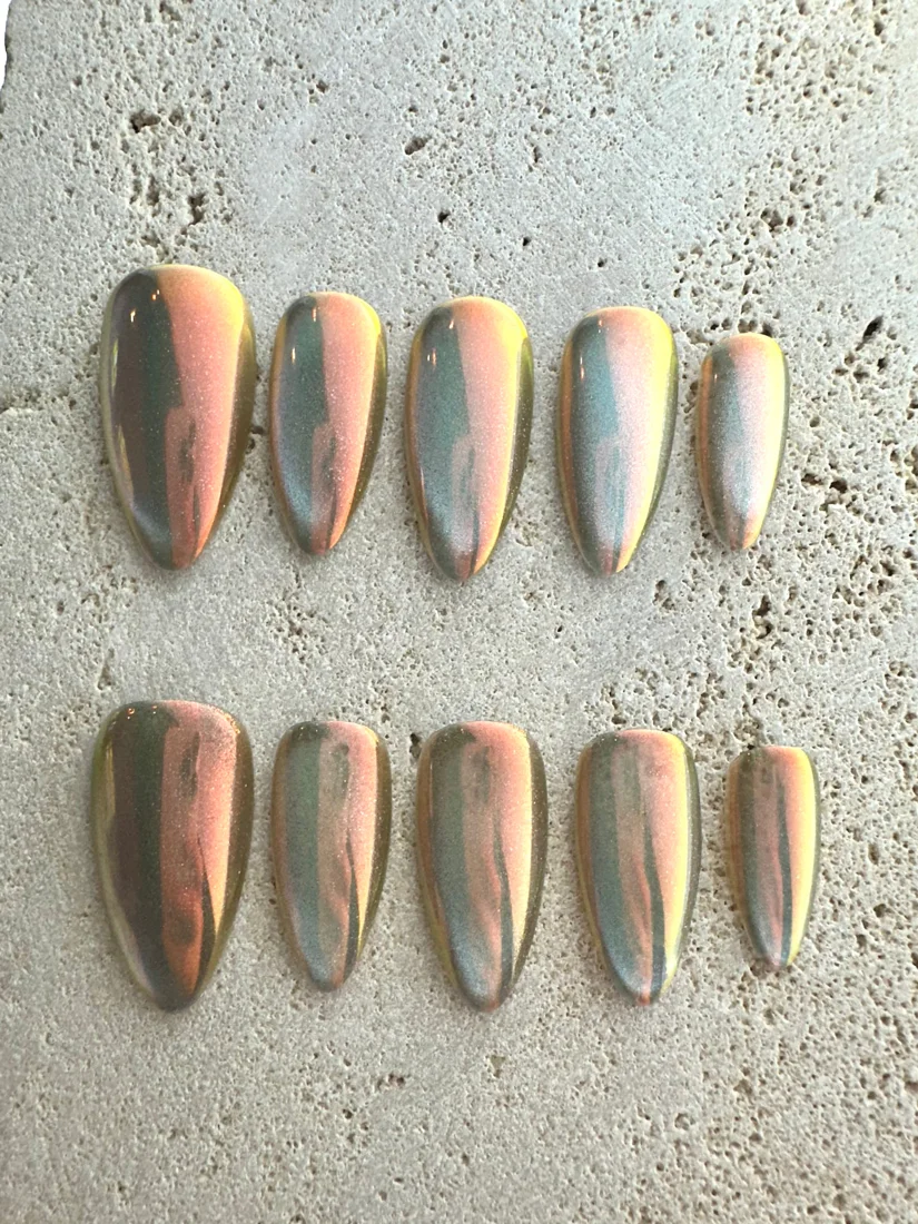 Crystal Magic Press On Nails- Sunset detail 2