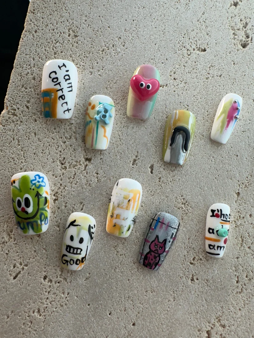 Child Heart Graffiti Press On Nails detail 2