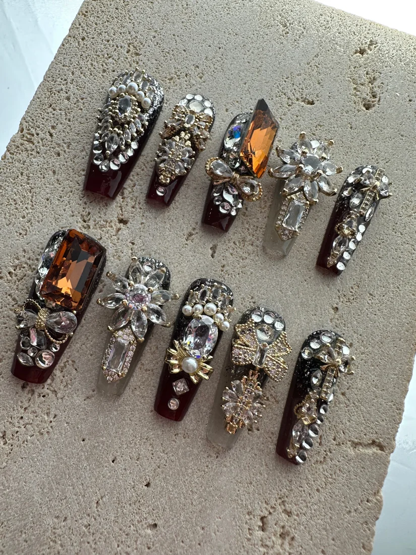 Red Dragon Press On Nails detail 3