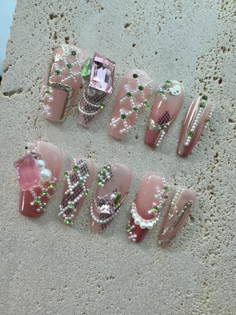 Princess Anastasia Press On Nails- Pink detail 2