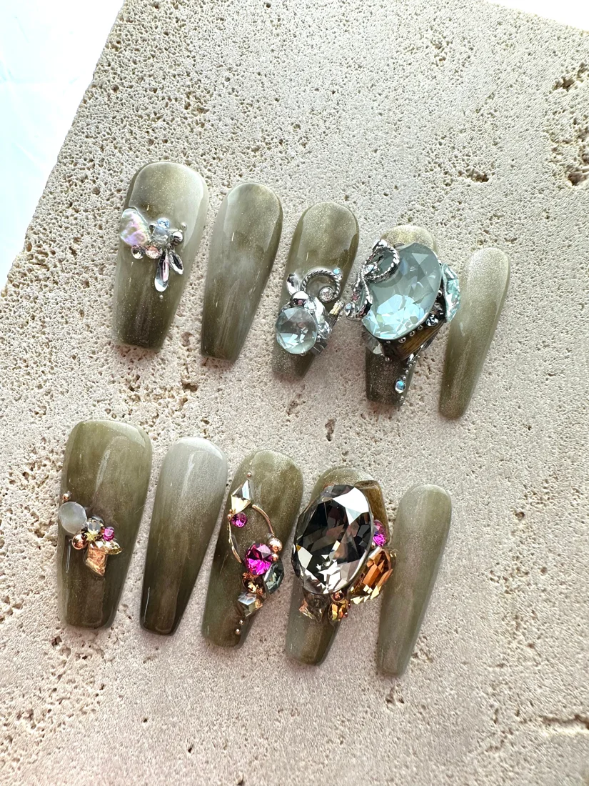 Caffeine Diamond Press On Nails